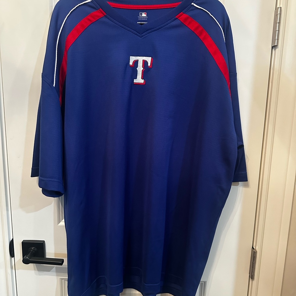 MLB Texas Rangers Blue Jersey with Red Highlights